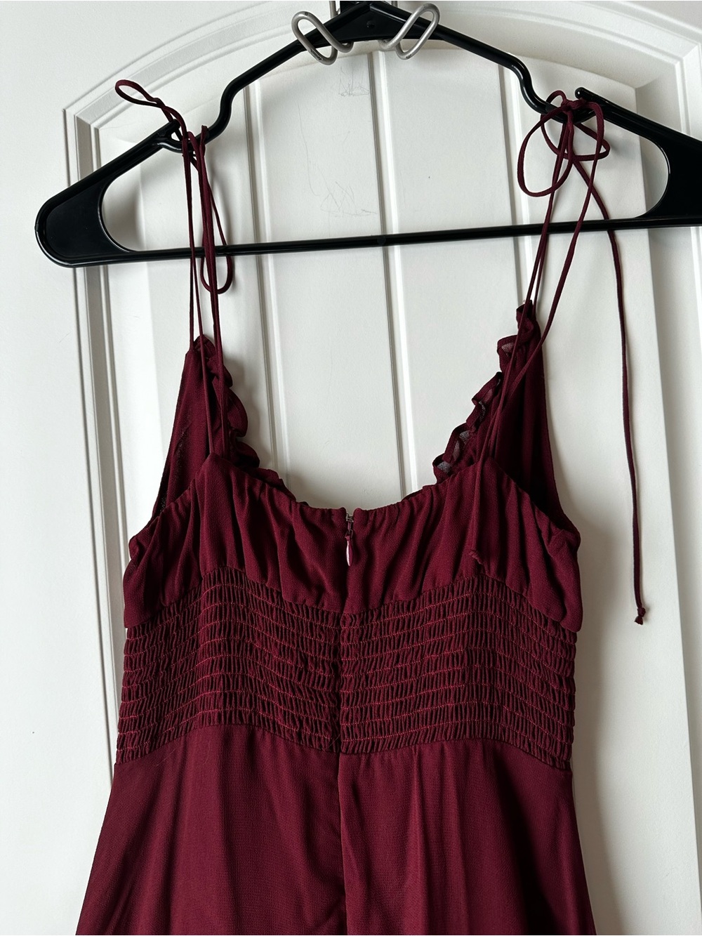 Reformation Burgundy Maroon Strappy Slip Ruffle Maxi Dress size 0 - Picture 8 of 15